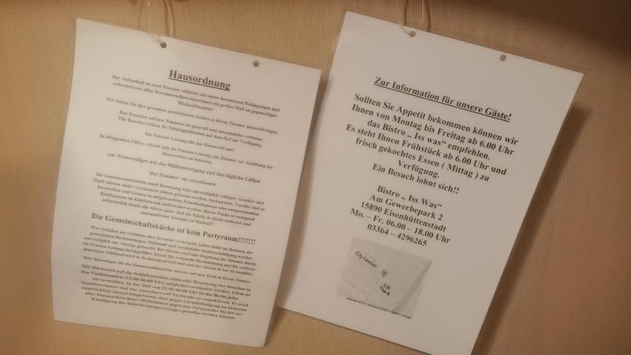 Zimmervermietung Schoenfliesser Stuben Auch Fuer Monteure Eisenhüttenstadt Dış mekan fotoğraf